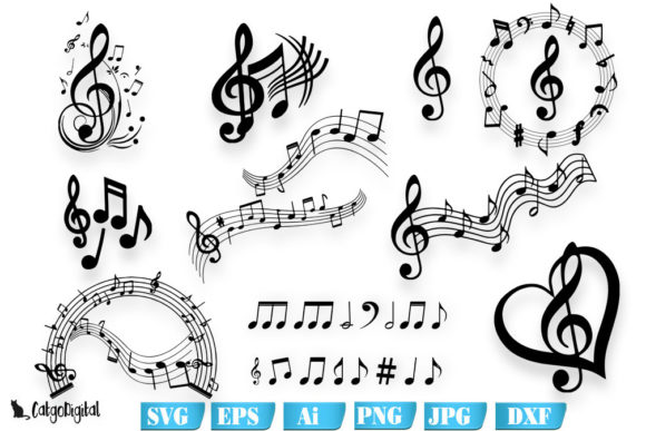 Music Notes Silhouettes SVG Files