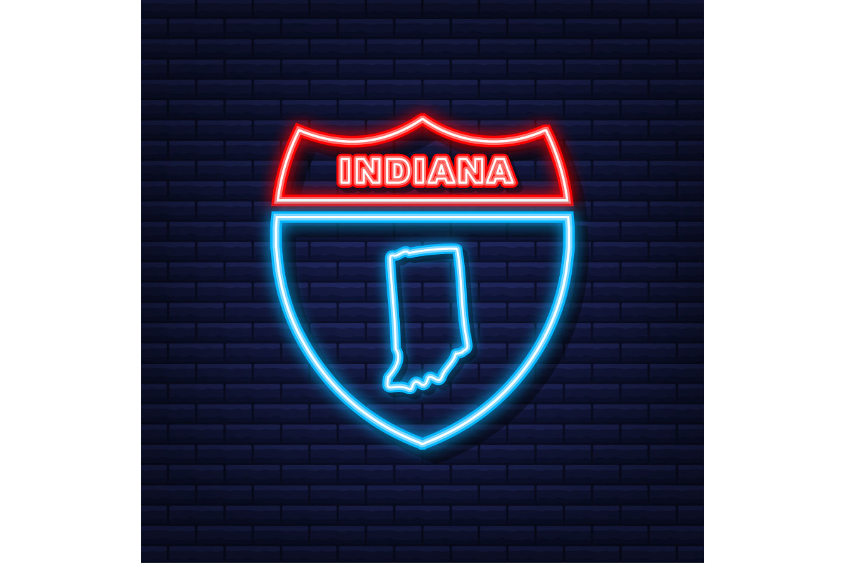 Neon Icon Map of the State of Indiana Graphic by DG-Studio · Creative ...