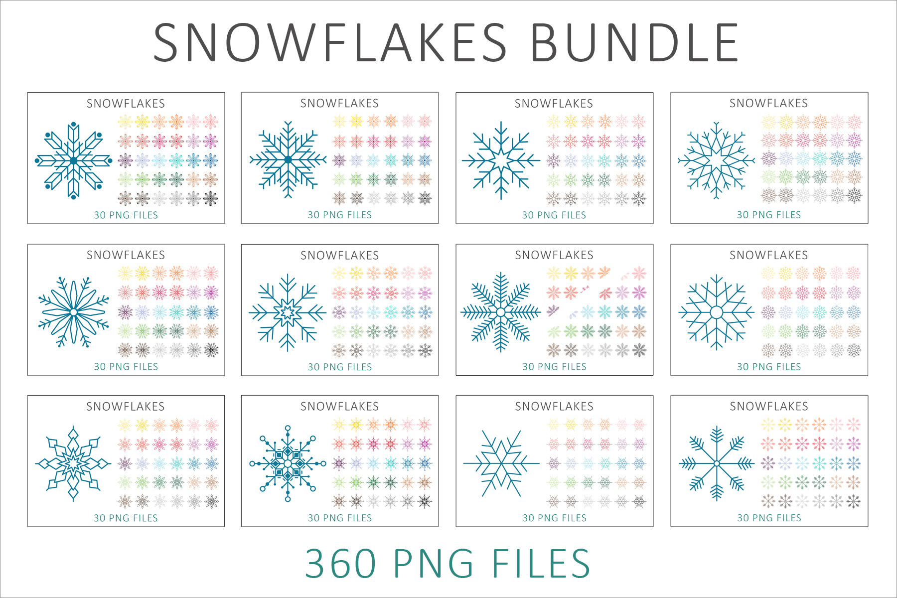 Snowflakes Clip Art Bundle PNG