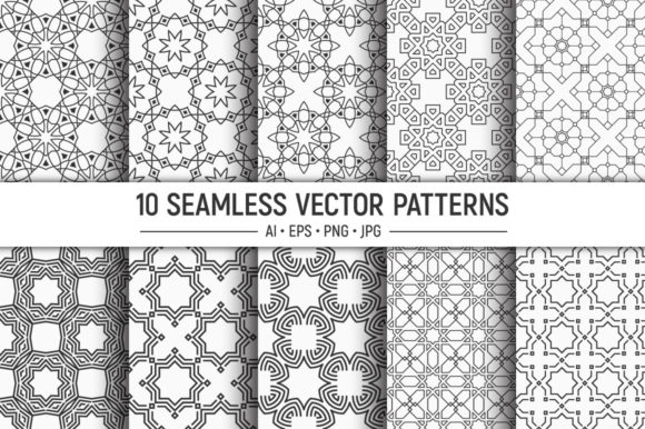 10 Hexagons Seamless Vector Patterns Graphic by AVK graphics · Creative ...