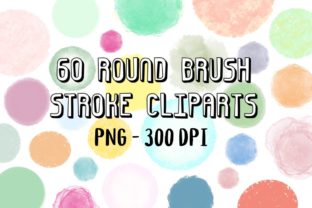 60 Round Brush Stroke Cliparts