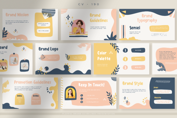 Pastel playful brand guidelines presentation template for Canva