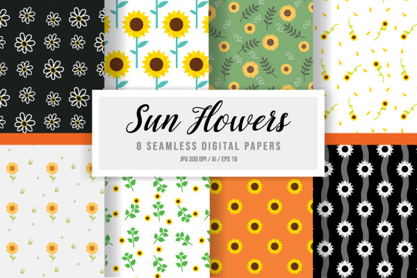 Digital Seamless Pattern Sun Flowers Graphic by mattacrea · Creative ...
