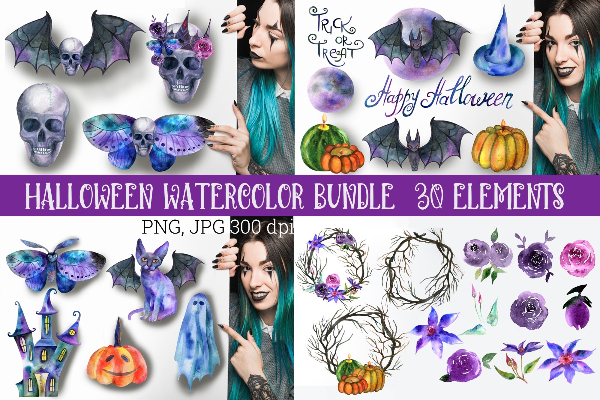 Halloween Watercolor Clipart Graphic by KsenyaArt · Creative Fabrica