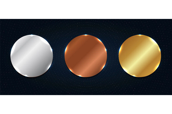 Set Metallic Circle Label or Badges Graphic Crafts By phochi