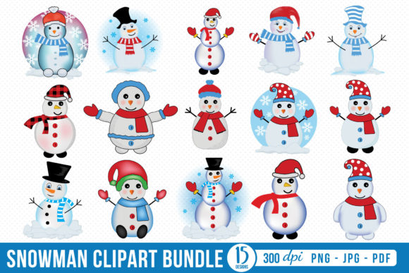 Snowman Clipart Bundle Graphic by CraftlabSVG · Creative Fabrica