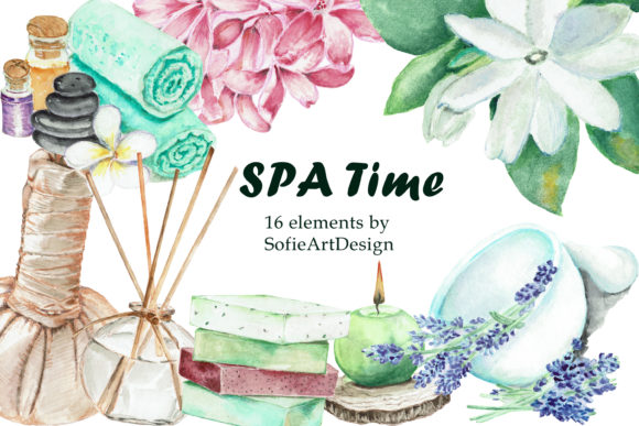 Spa Time Watercolor Clipart