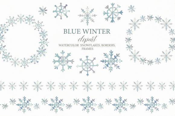 Watercolor Snowflakes Clipart Graphic Decorative Elements By Orange Peafowl Art