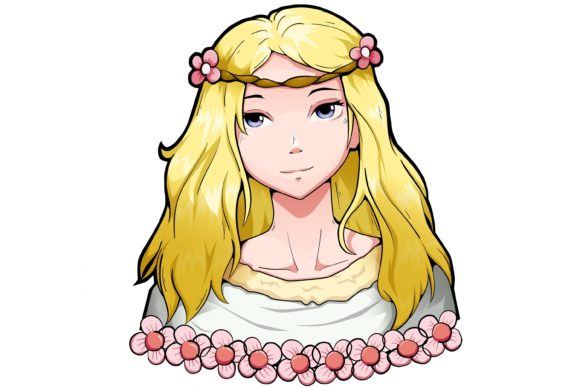 Yellow Hair Forest Girl with Art Flower Graphic Illustrations By xis666.graphic