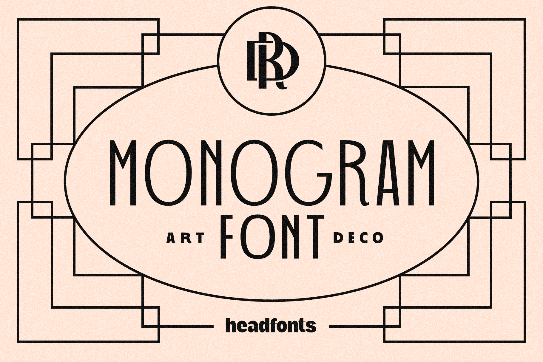 Art Deco Monogram Font by HeadFonts · Creative Fabrica font preview