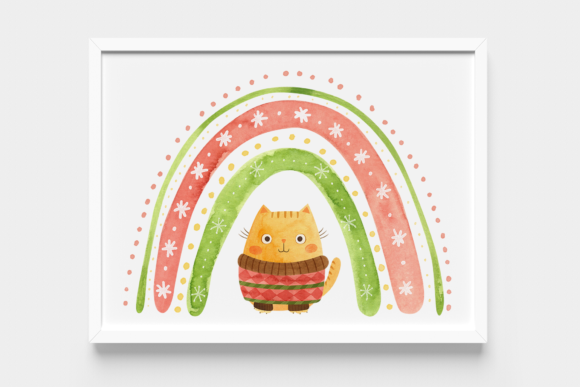 Christmas Cat Printable Wall Art Graphics