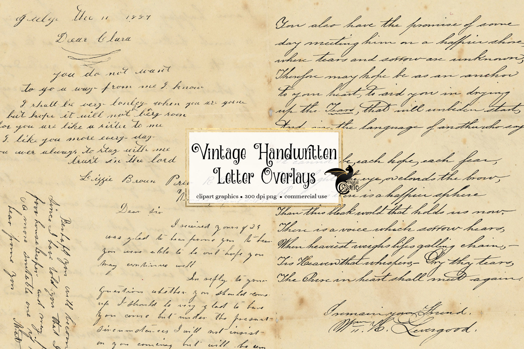 Vintage Handwritten Letters Overlays