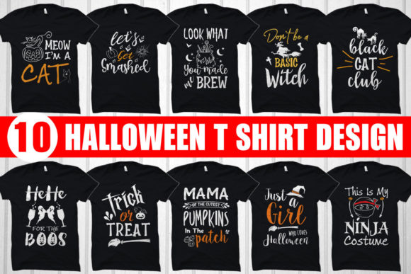 Preview of 10 Halloween T Shirt Design SVG Bundle T-shirt, sticker, and sublimation design