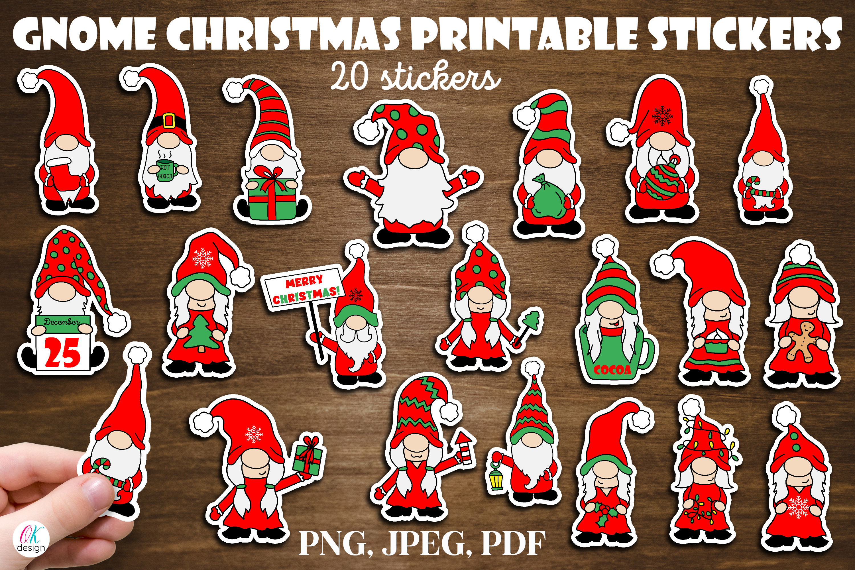 Gnome Christmas Stickers. Graphic by OK-Design · Creative Fabrica