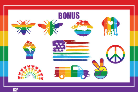Pride LGBTQ Font PNG with transparent background - Preview 4