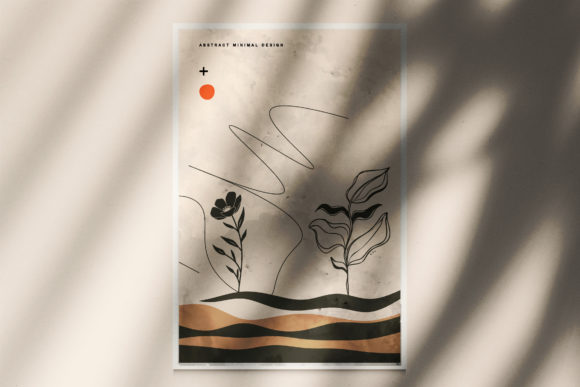Minimalist Botanical Abstract Background Grafik Hintegründe Von Minimalistartstudio