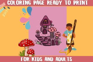 Mushroom House Coloring Page Graphic by RimzStudio · Creative Fabrica