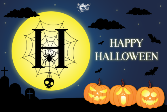 Scary Spider Monogram Font PNG with transparent background - Preview 1