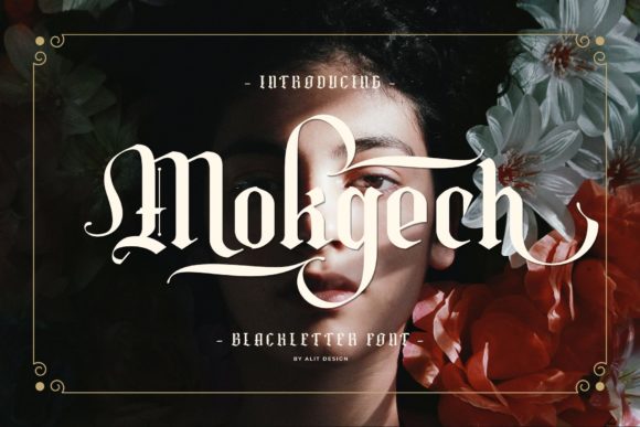 Preview specimen of Mokgech blackletter font