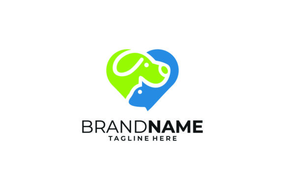 Dog Cat Love Pet Care Modern Logo