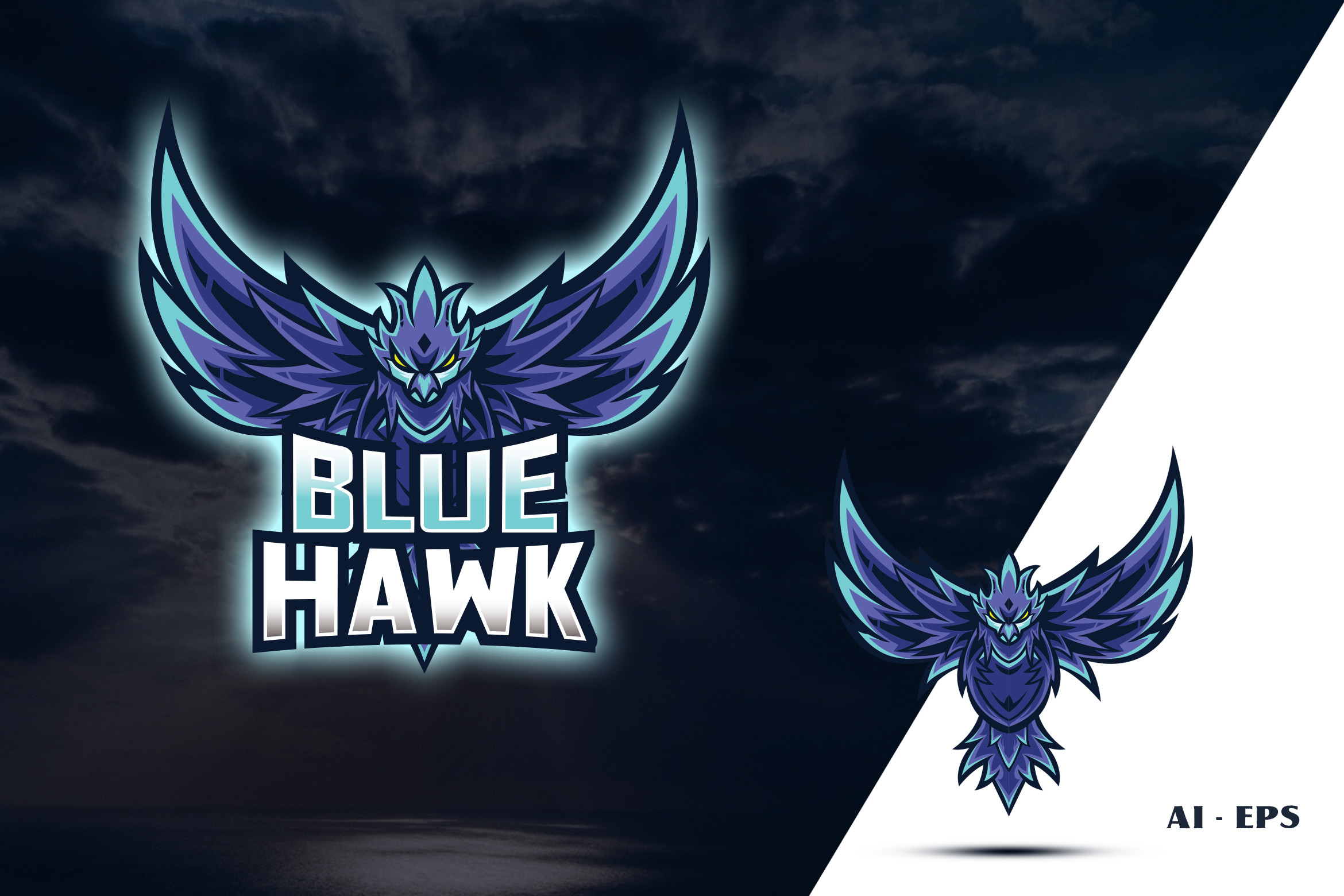 Blue Hawk - Mascot Logo Graphic by Storic · Creative Fabrica
