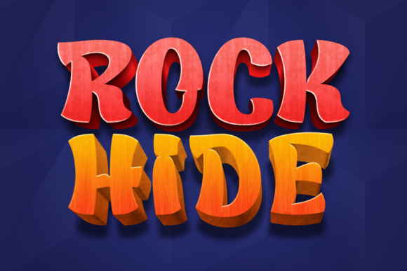 Rock Hide font name shown in a thick, bold, blocky display typeface on a plain background as the main preview image.