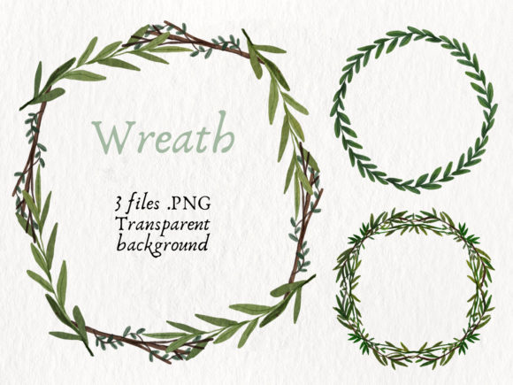 Wreath Leaves Branches 3 Frame Graphic Illustrations By chu.mono.pho