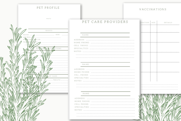 Pet Health and Care Set Sheets Templates