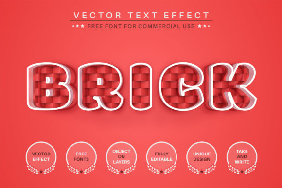Red Brick - Editable Text Effect Graphic by rwgusev · Creative Fabrica
