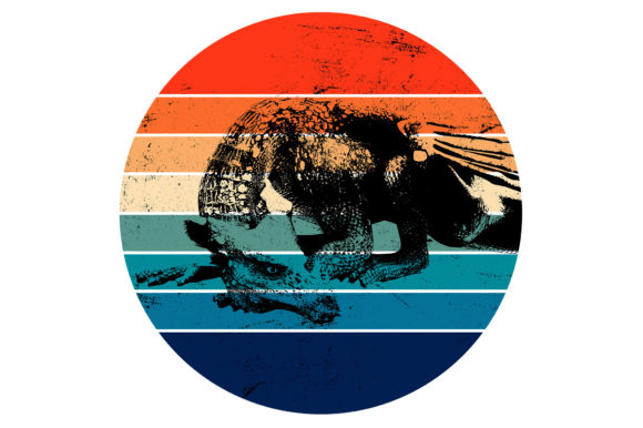 Dragon Mythical Creature Retro Sunset