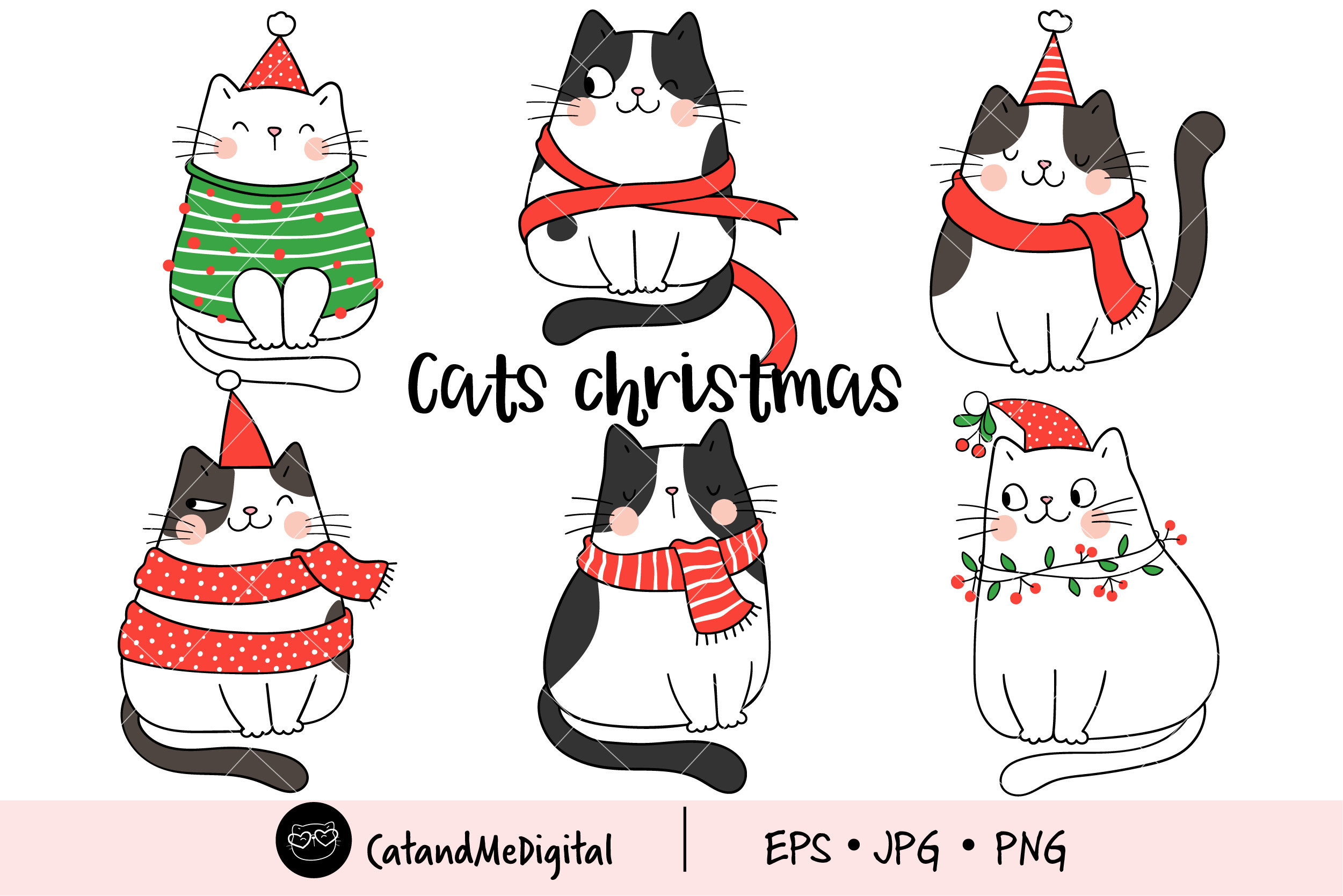 Cats Christmas Clipart Graphic by CatAndMe · Creative Fabrica