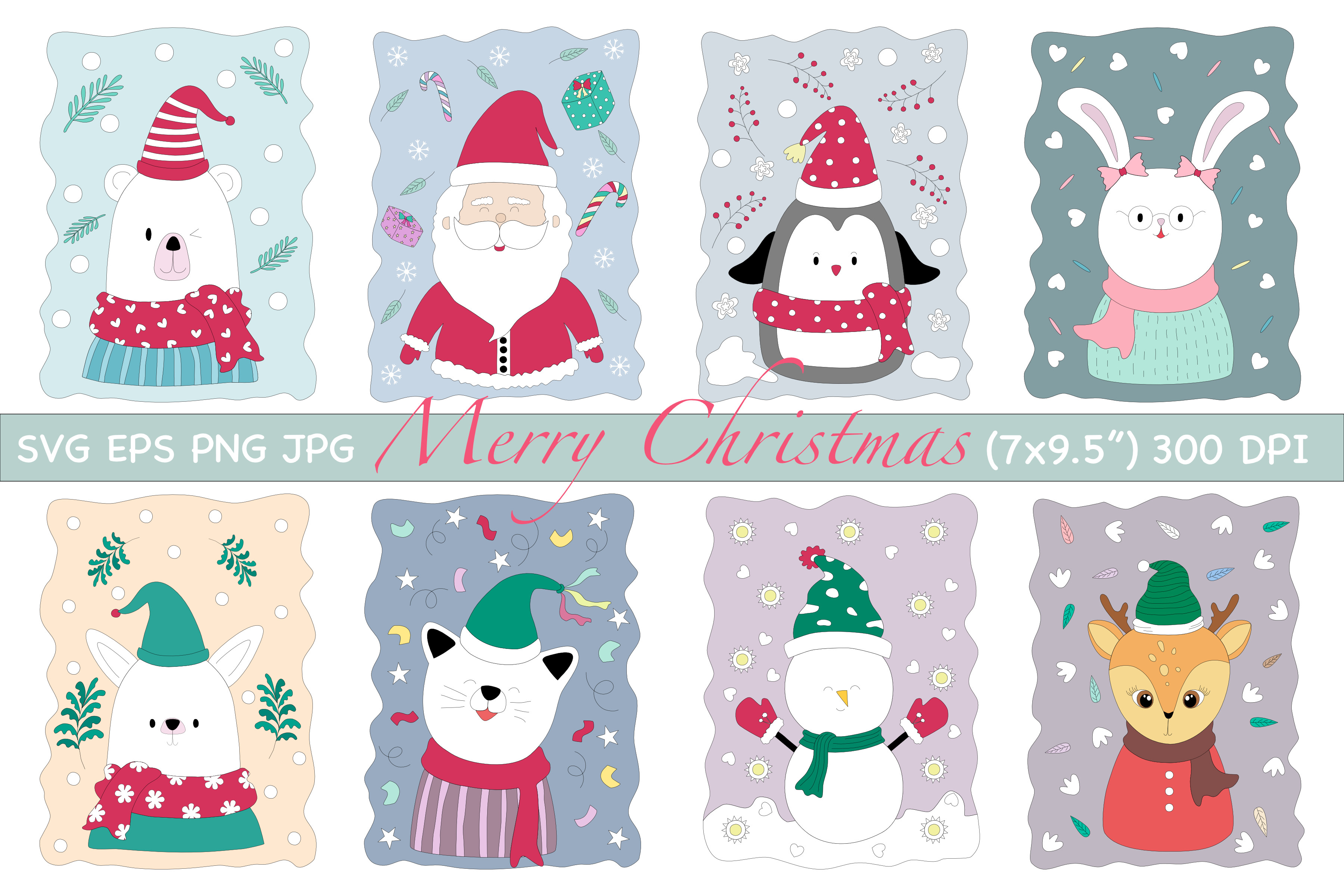 Merry Christmas with Cute Characters
