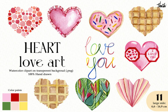 Watercolor Cute Heart Love Clipart Graphic Illustrations By AnnaTkachi