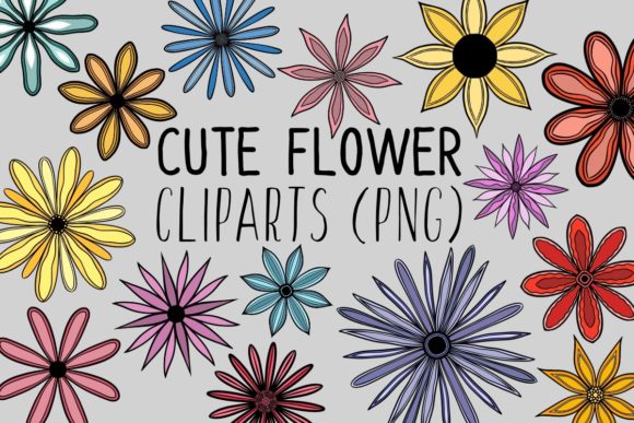 Cute Flower Clipart Set Graphic Illustrations By Katy’s Creations