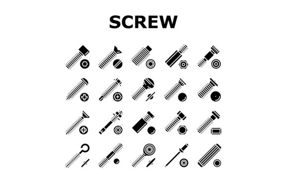 Screw and Bolt Building Accessory Icons
