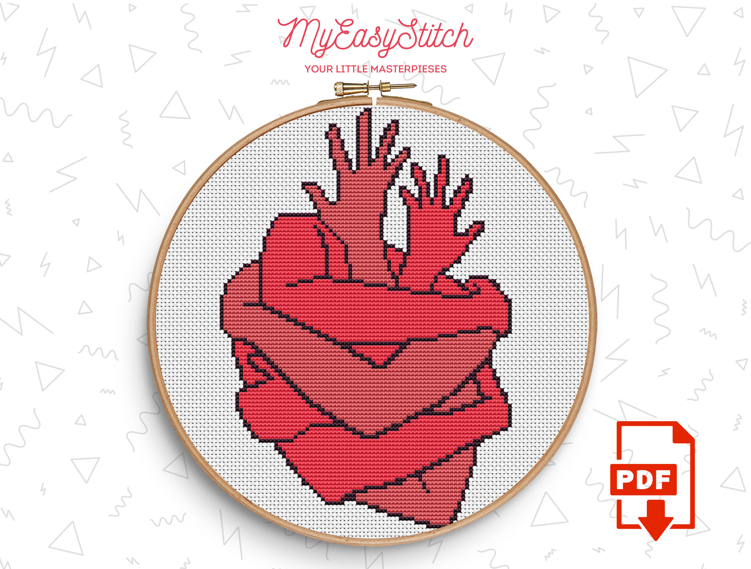 Hands Heart Embrace Cross Stitch Pattern