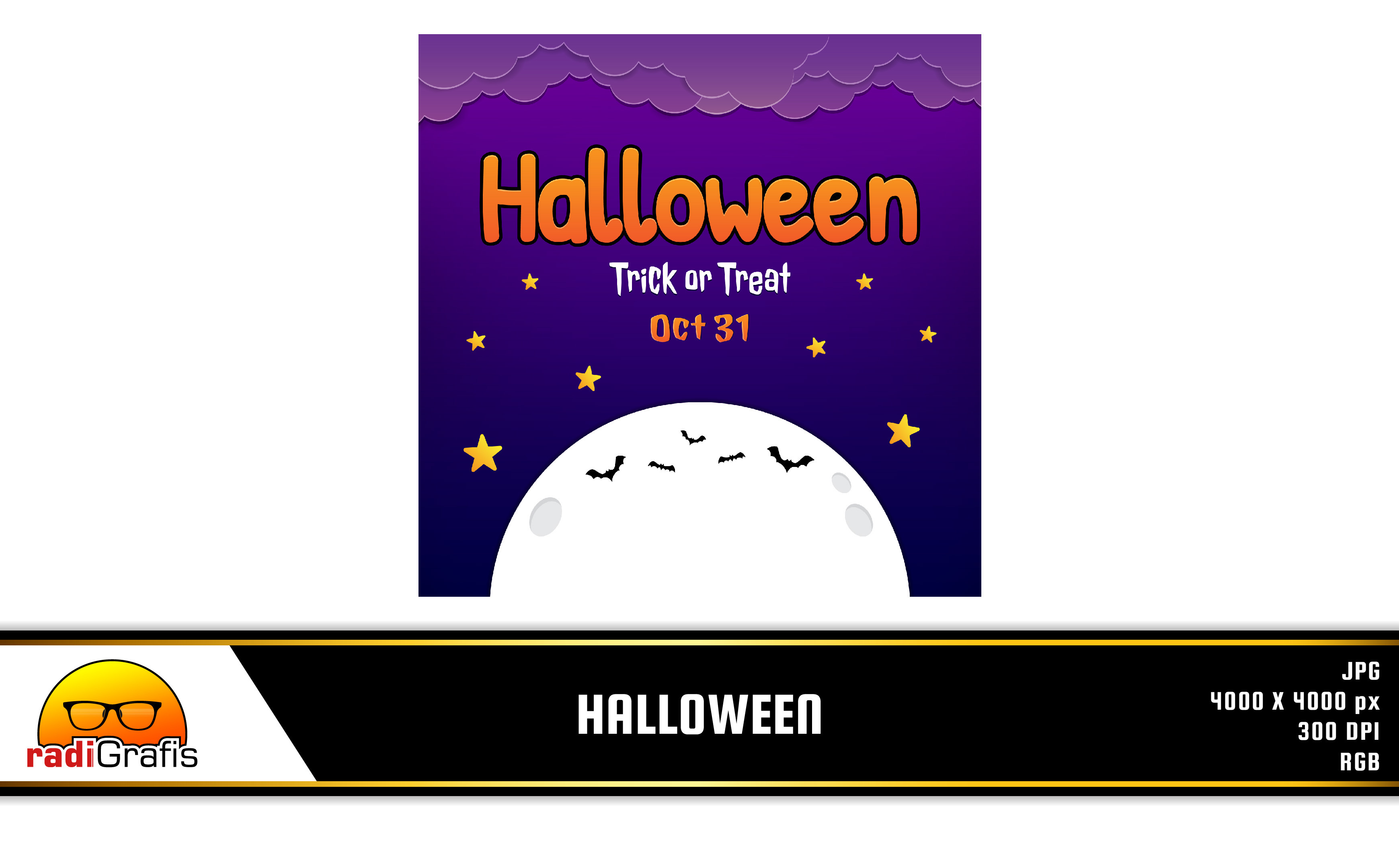 Halloween with Big Moon Graphic by radigrafis · Creative Fabrica