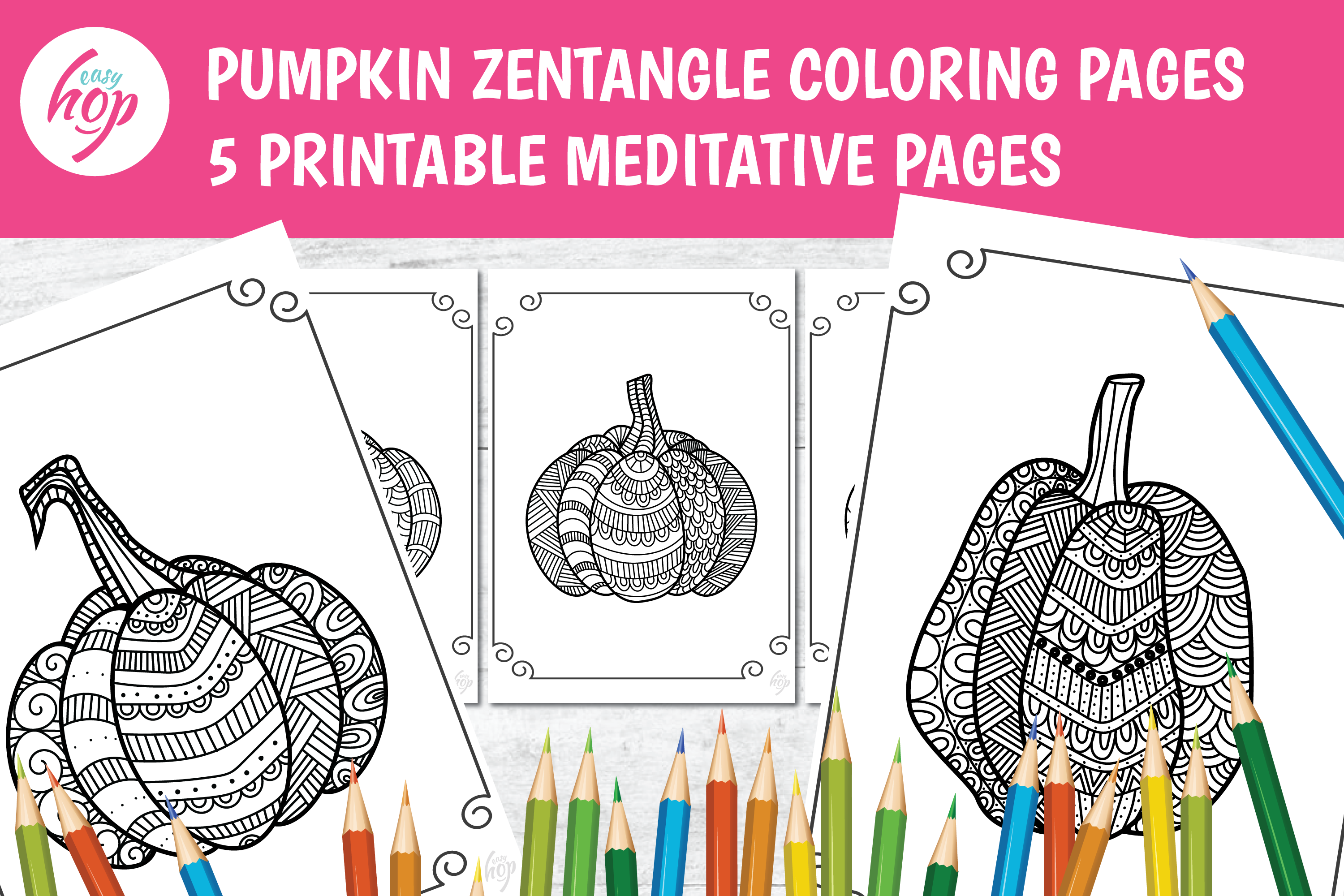 PUMPKIN ZENTANGLE COLORING PAGES