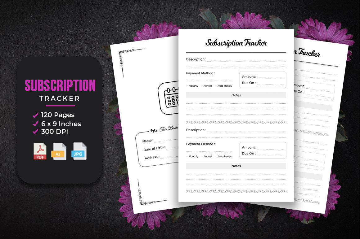 Subscription Tracker | KDP Interior Graphic by srsadi123 · Creative Fabrica
