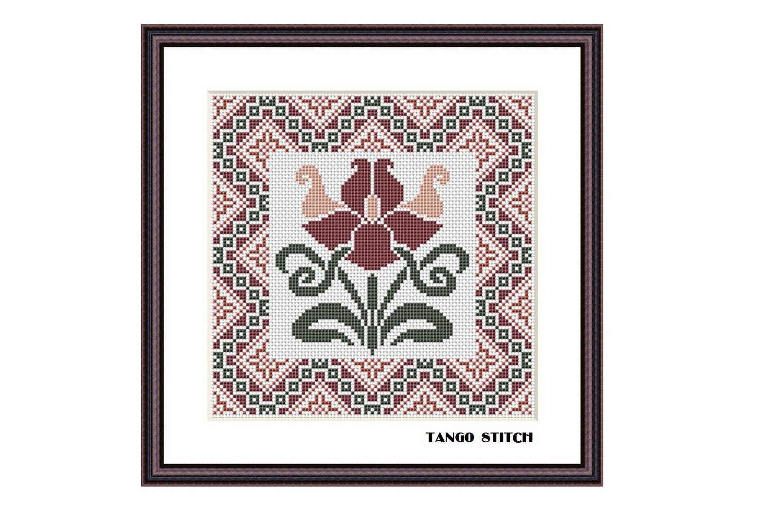 Art Nouveau Flower Ornament Cross Stitch