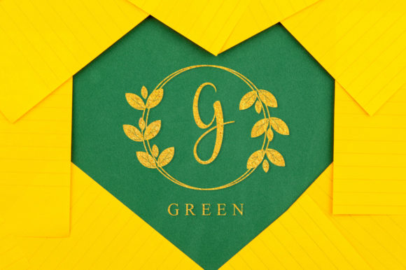 Nature Green Monogram Font PNG with transparent background - Preview 4
