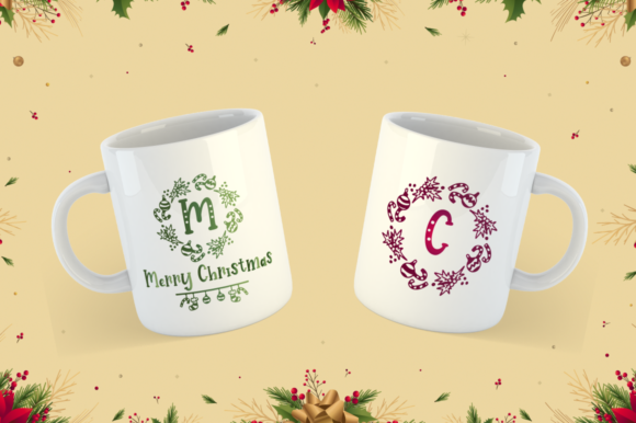 Shantana Christmas Monogram Font PNG with transparent background - Preview 1