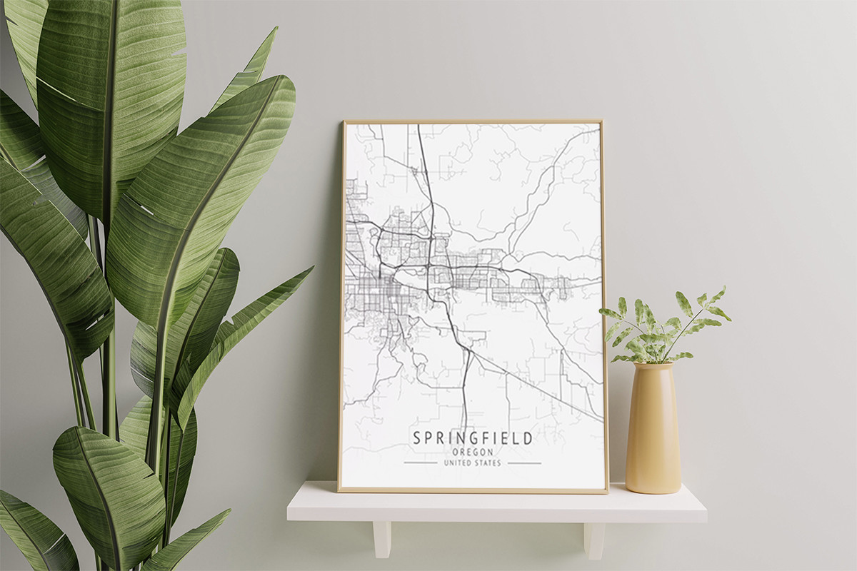 Springfield - Oregon US Gray City Map Graphic by tienstencil · Creative ...