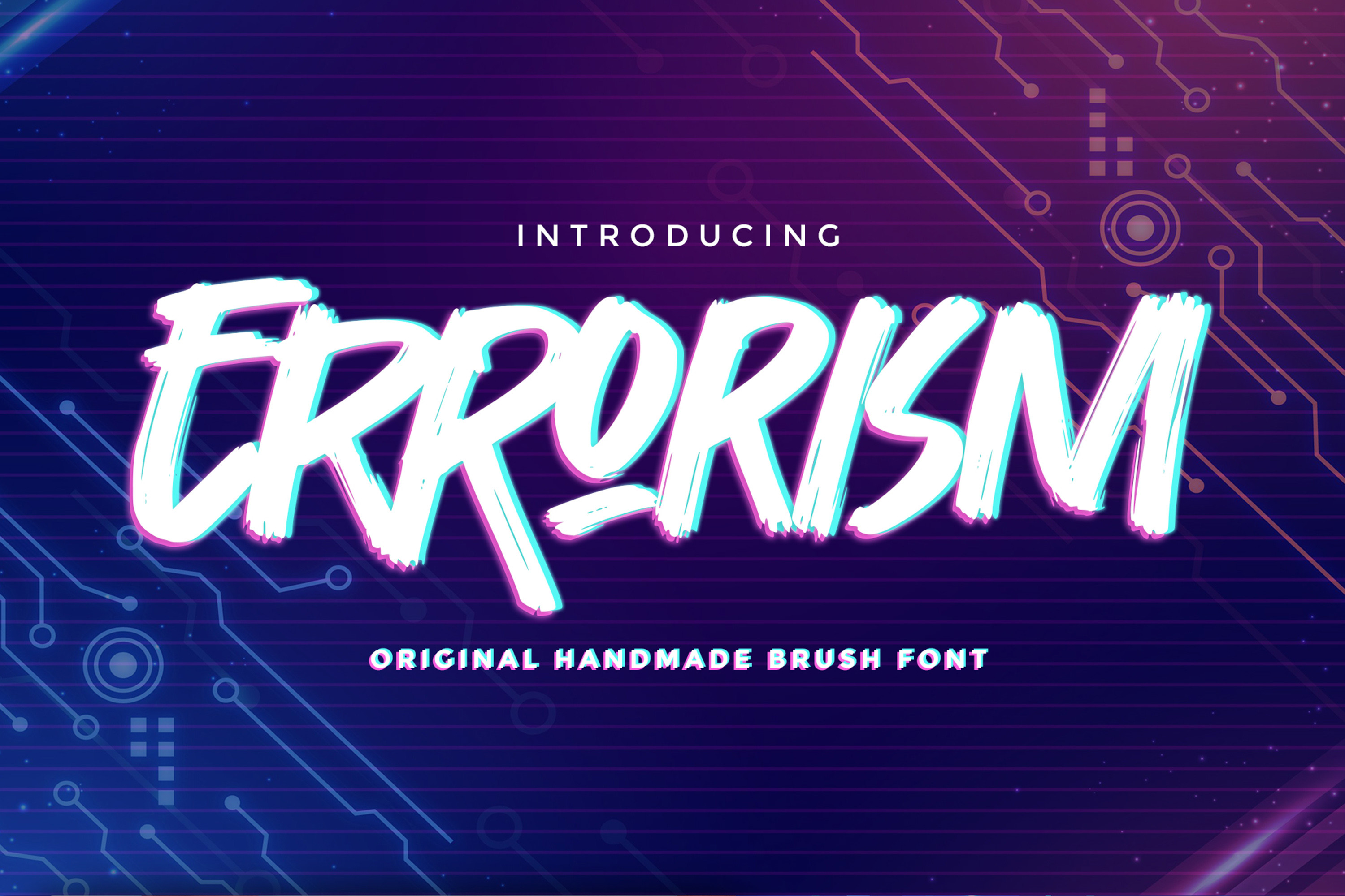 Errorism preview, handmade brush font with rough organic glitch character