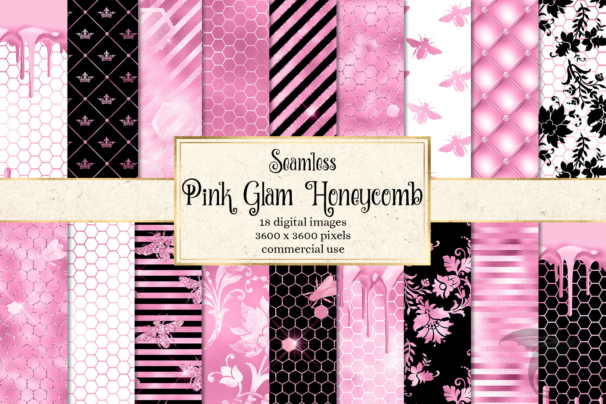 Pink Glam Honeycomb Digital Paper