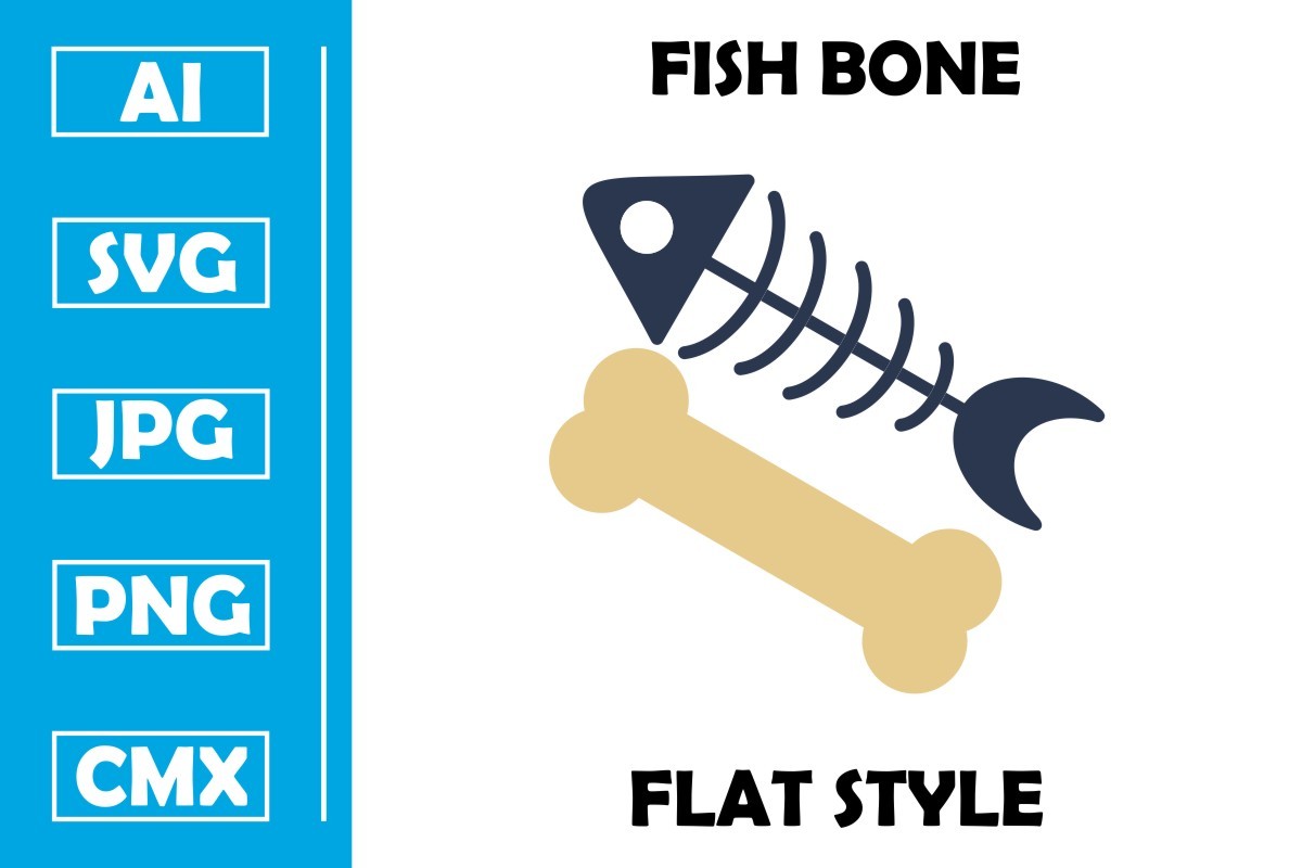 Fish Bone Vector Flat Icon Design Graphic by Pexelpy · Creative Fabrica