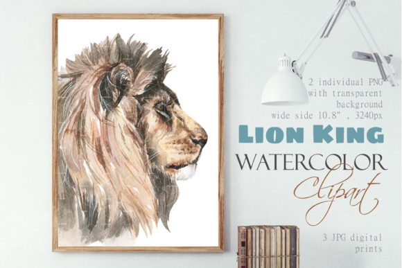 Lion King Watercolor Lion Head Clipart Graphic Illustrations By InnaKoteShop