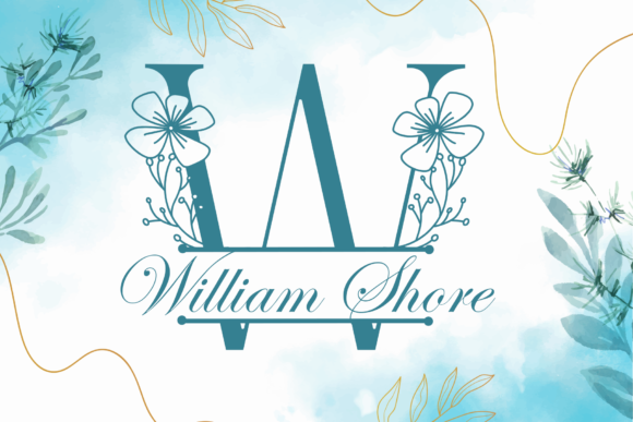 Flower Buds Line Monogram Font PNG with transparent background - Preview 1