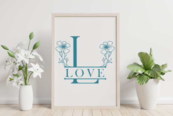 Flower Buds Line Monogram Font PNG with transparent background - Preview 2