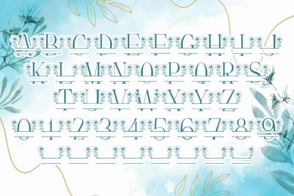 Flower Buds Line Monogram Font PNG with transparent background - Preview 3